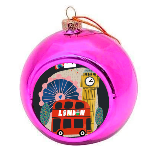 London Love - colourful christmas bauble by Nichola Cowdery