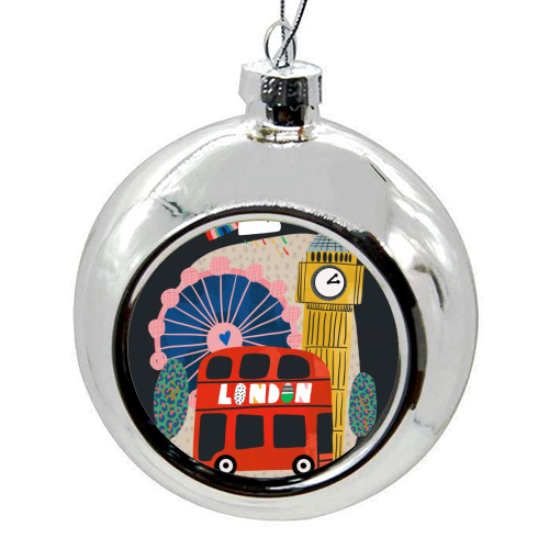 London Love - colourful christmas bauble by Nichola Cowdery