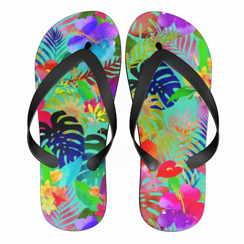 Hawaiian Hibiscus - funny flip flops by Colour Pop Prints
