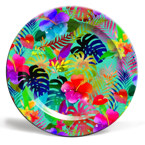 Hawaiian Hibiscus - ceramic dinner plate by Colour Pop Prints