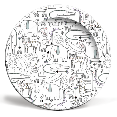 ITS A JUNGLE OUT THERE - ceramic dinner plate by Nichola Cowdery