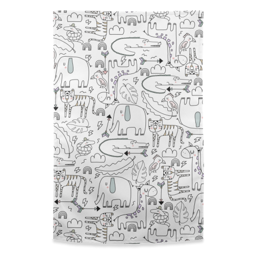 ITS A JUNGLE OUT THERE - funny tea towel by Nichola Cowdery
