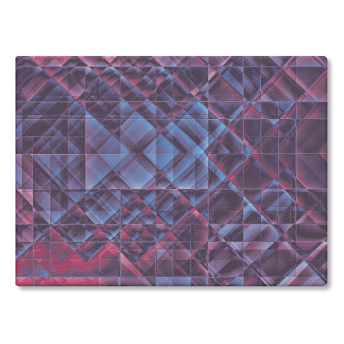 Pixels blue red - glass chopping board by Justyna Jaszke