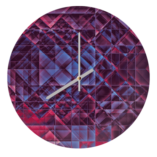 Pixels blue red - quirky wall clock by Justyna Jaszke