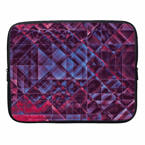 Pixels blue red - designer laptop sleeve by Justyna Jaszke
