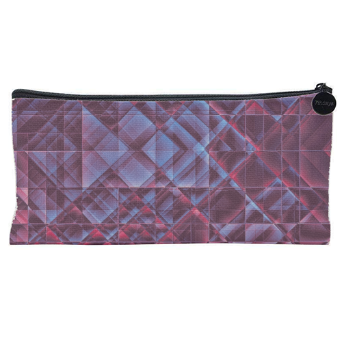 Pixels blue red - flat pencil case by Justyna Jaszke