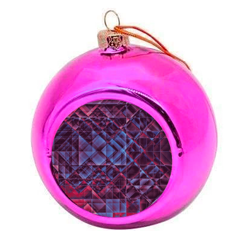 Pixels blue red - colourful christmas bauble by Justyna Jaszke