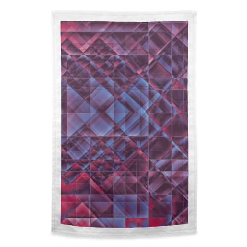 Pixels blue red - funny tea towel by Justyna Jaszke
