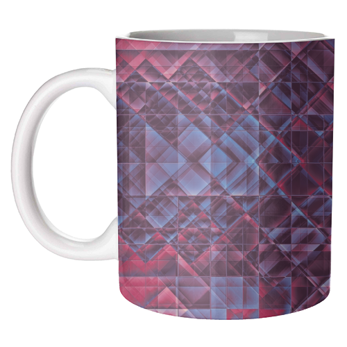 Pixels blue red - unique mug by Justyna Jaszke