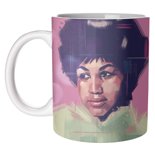 Aretha Franklin - unique mug by Rebecca Sampson