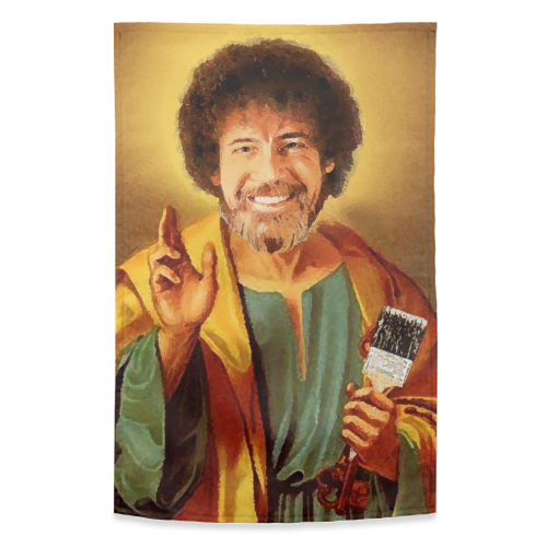 Patron Saint Of Chill - Bob Ross - funny tea towel by Wallace Elizabeth