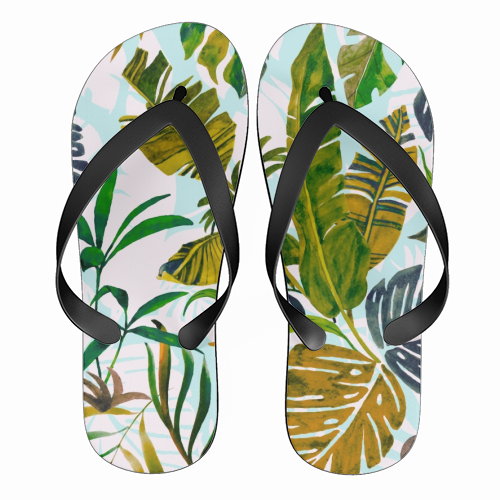 Leaves of the jungle - funny flip flops by MMarta BC