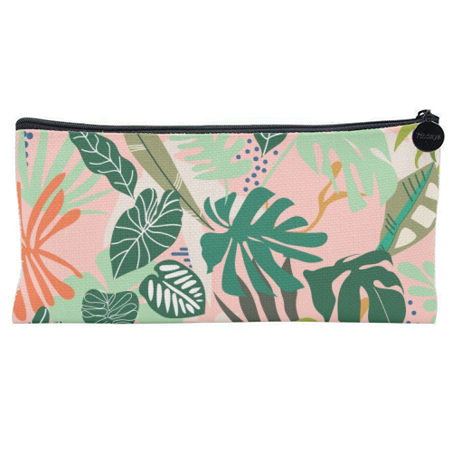 Simple jungle pink - flat pencil case by MMarta BC