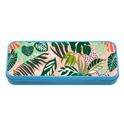 Simple jungle pink - tin pencil case by MMarta BC