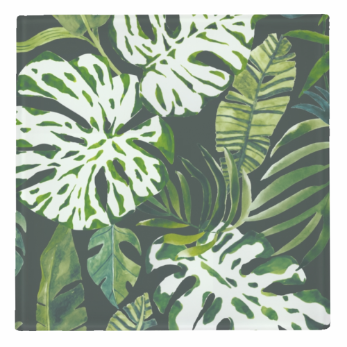 Watercolor jungle pattern - personalised beer coaster by MMarta BC