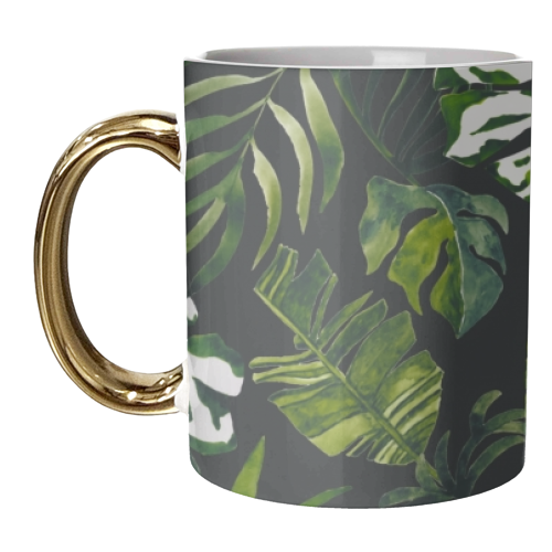 Watercolor jungle pattern - unique mug by MMarta BC