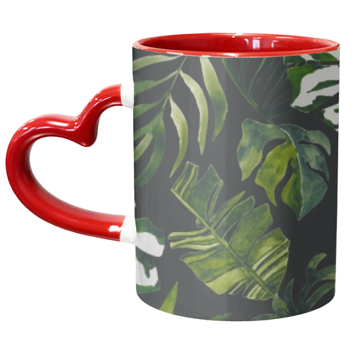 Watercolor jungle pattern - unique mug by MMarta BC