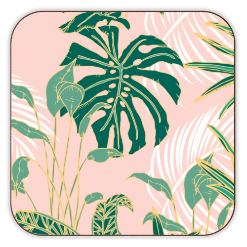 Exotic forest leaves - personalised beer coaster by MMarta BC