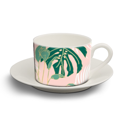 Exotic forest leaves - personalised cup and saucer by MMarta BC