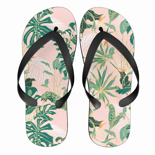 Exotic forest leaves - funny flip flops by MMarta BC