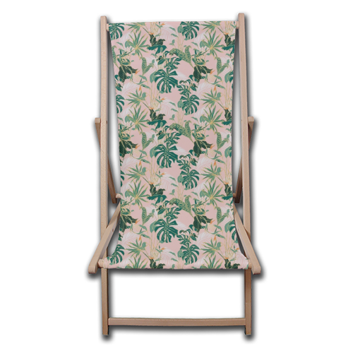 Exotic forest leaves - canvas deck chair by MMarta BC