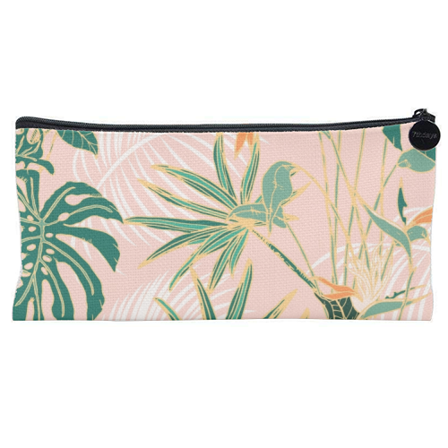 Exotic forest leaves - flat pencil case by MMarta BC