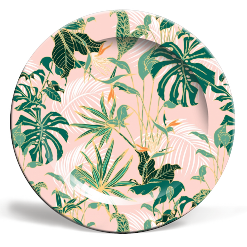 Exotic forest leaves - ceramic dinner plate by MMarta BC