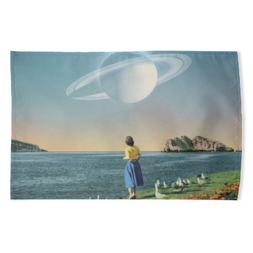 Watching Planets - funny tea towel by taudalpoi