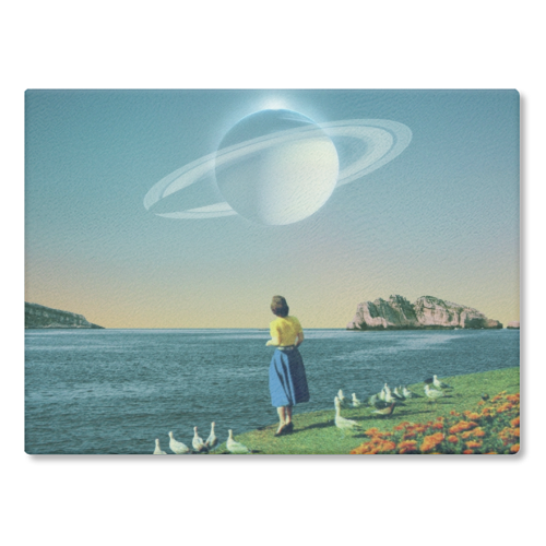 Watching Planets - glass chopping board by taudalpoi