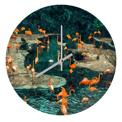 Flamingo Creek - quirky wall clock by Uma Prabhakar Gokhale