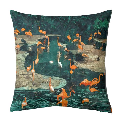 Flamingo Creek - designed cushion by Uma Prabhakar Gokhale