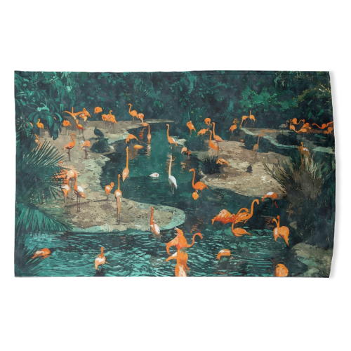 Flamingo Creek - funny tea towel by Uma Prabhakar Gokhale