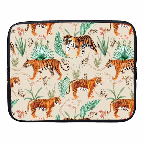 Tropical and Tigers - designer laptop sleeve by Uma Prabhakar Gokhale