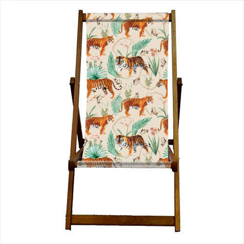 Tropical and Tigers - canvas deck chair by Uma Prabhakar Gokhale