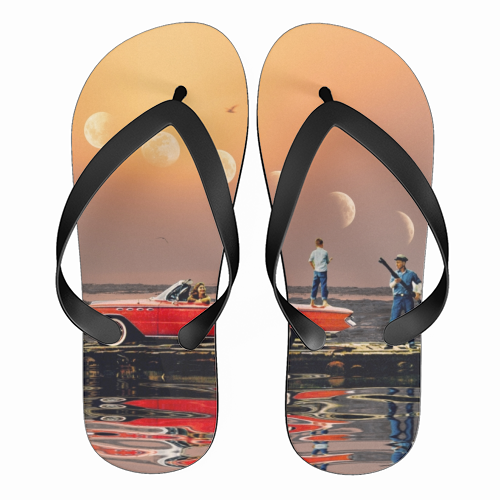 Car Over Water - funny flip flops by taudalpoi