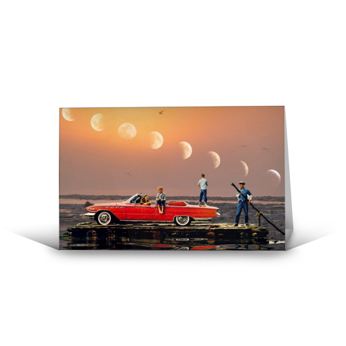 Car Over Water - funny greeting card by taudalpoi