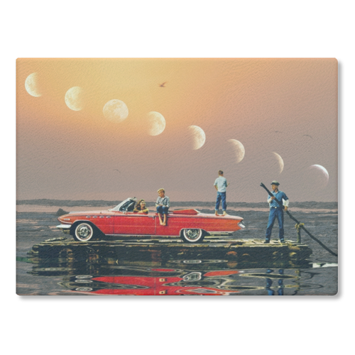 Car Over Water - glass chopping board by taudalpoi
