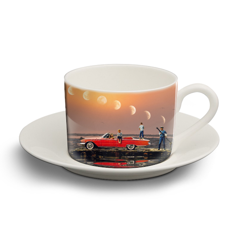Car Over Water - personalised cup and saucer by taudalpoi