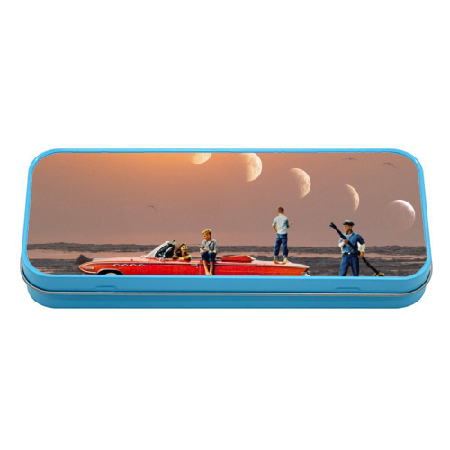 Car Over Water - tin pencil case by taudalpoi