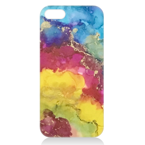 Rainbow Geode Style Alcohol Ink Art - unique phone case by Hannah Bauji