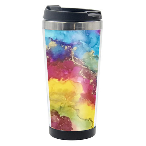 Rainbow Geode Style Alcohol Ink Art - photo water bottle by Hannah Bauji