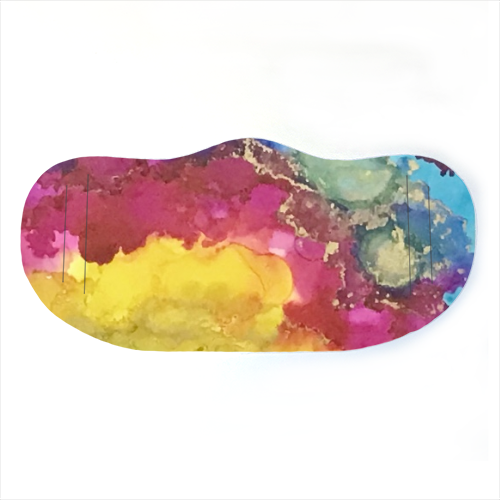Rainbow Geode Style Alcohol Ink Art - face cover mask by Hannah Bauji