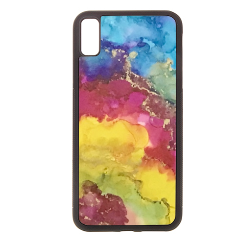 Rainbow Geode Style Alcohol Ink Art - stylish phone case by Hannah Bauji