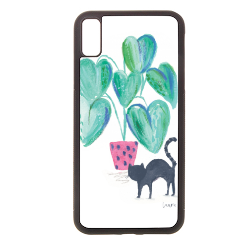 Black cat and house plant painting - stylish phone case by lauradidthis