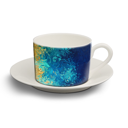 Ocean Swirl - personalised cup and saucer by Q & M Studio
