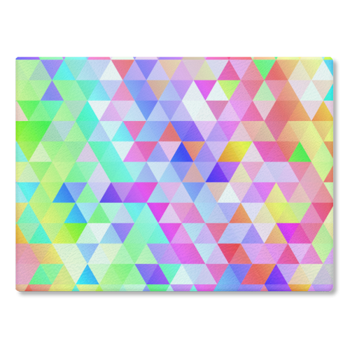 Rainbow Triangles - glass chopping board by Kaleiope Studio
