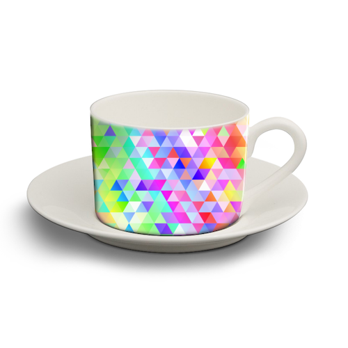 Rainbow Triangles - personalised cup and saucer by Kaleiope Studio