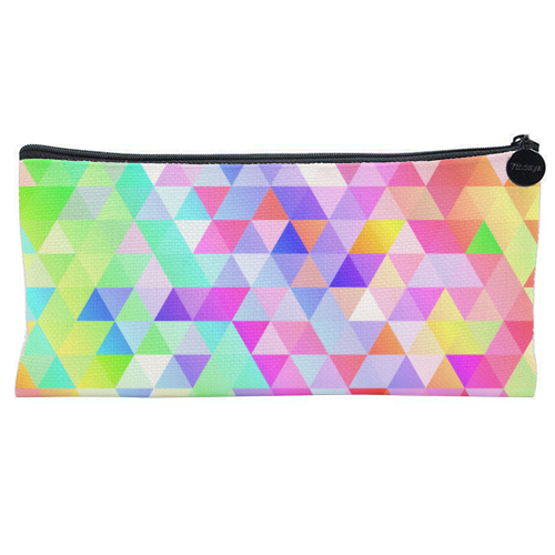 Rainbow Triangles - flat pencil case by Kaleiope Studio