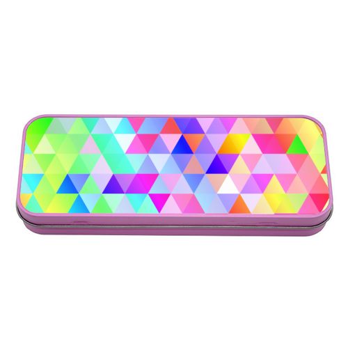 Rainbow Triangles - tin pencil case by Kaleiope Studio