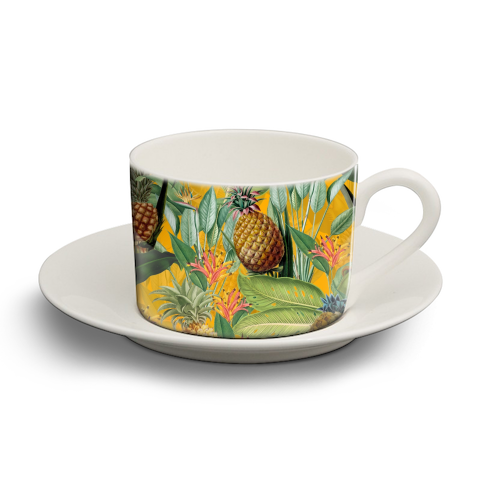 Tropical Pineapple Dance - personalised cup and saucer by Uta Naumann